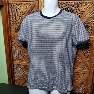 Original Penguin Men Striped T Shirt Size XL Blue White